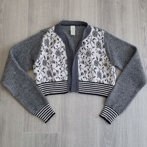 Gray and White Knit Sweater